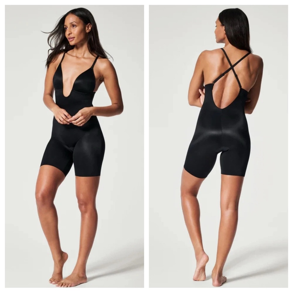 NEW Spanx Suit Your Fancy Bodysuit Womens XL Black Plunge Low Back Convertible‎